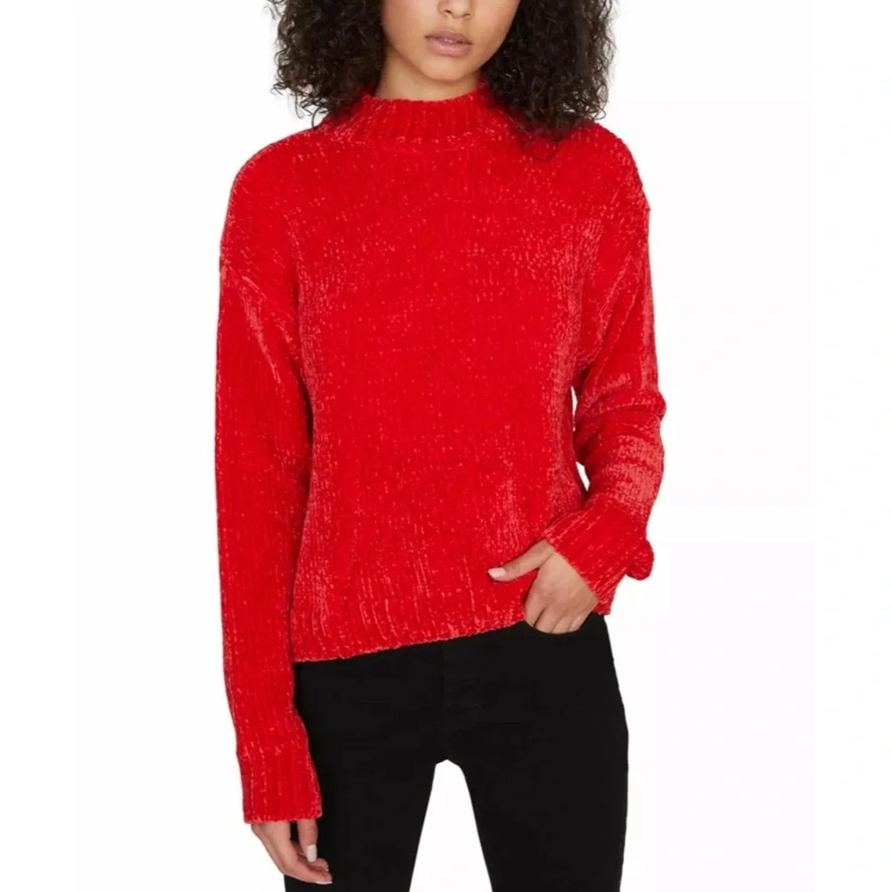 SANCTUARY Red Mandarin Mock Neck Sweater